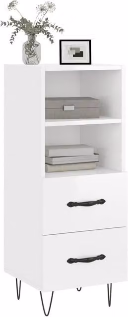 Berkfield Home High Gloss White Modern Sideboard, W/D/H: 34.5 x 34 x 90 cm