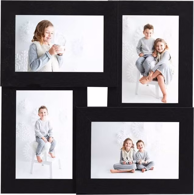 Berkfield Home Modern Black Collage Photo Frame for 4 Pictures, W/D/H: 15 x 10 x 1.5 cm – 1