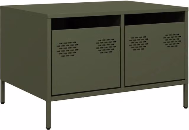 Berkfield Home Industrial TV Cabinet in Matt Olive Green, W/D/H: 68 x 50 x 43.5 cm