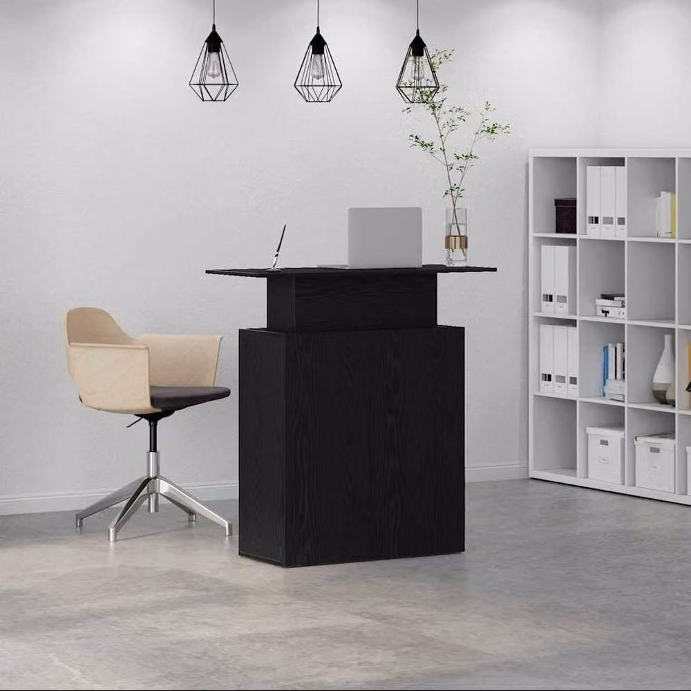 Berkfield Home Black Modern Reception Desk in Engineered Wood W/D/H: 100 x 40 x 104 cm – 3