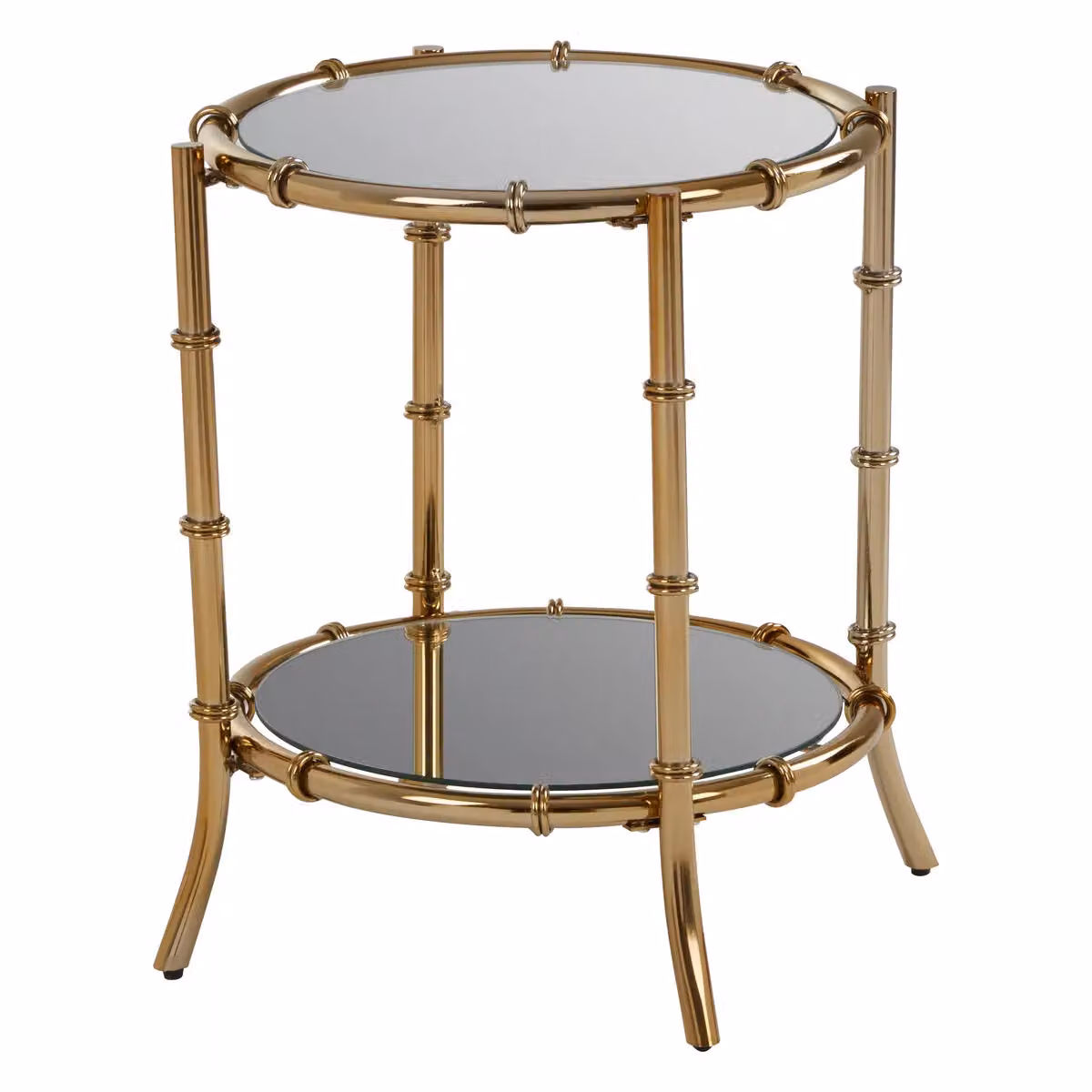 Orsina Gold Bamboo Side Table with Glass Top and Round Design, W/D/H: 50 x 50 x 55 cm – 3