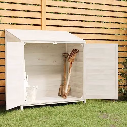 vidaXL Garden Shed in White Solid Wood, W/D/H: 102 x 52 x 112 cm – 2