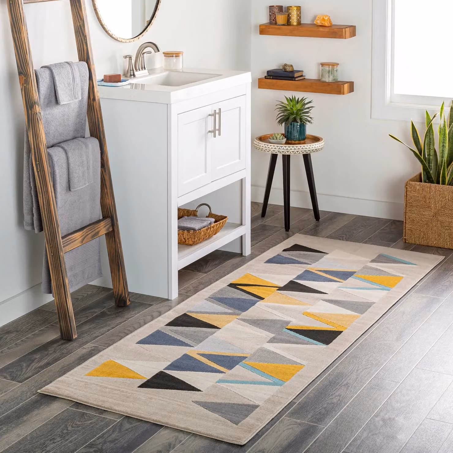 Livabliss City Geometric Rug in Yellow, Blue, Grey and Black, W: 120 cm, D: 170 cm – 9
