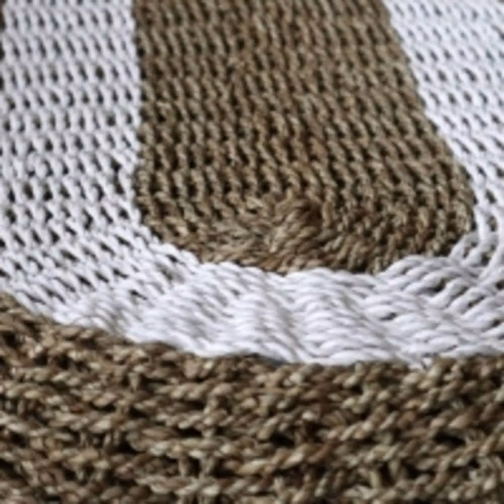 Serenityy Oval Woven Seagrass and Jute Rug in Beige and White, W/D: 110 x 60 cm – 3