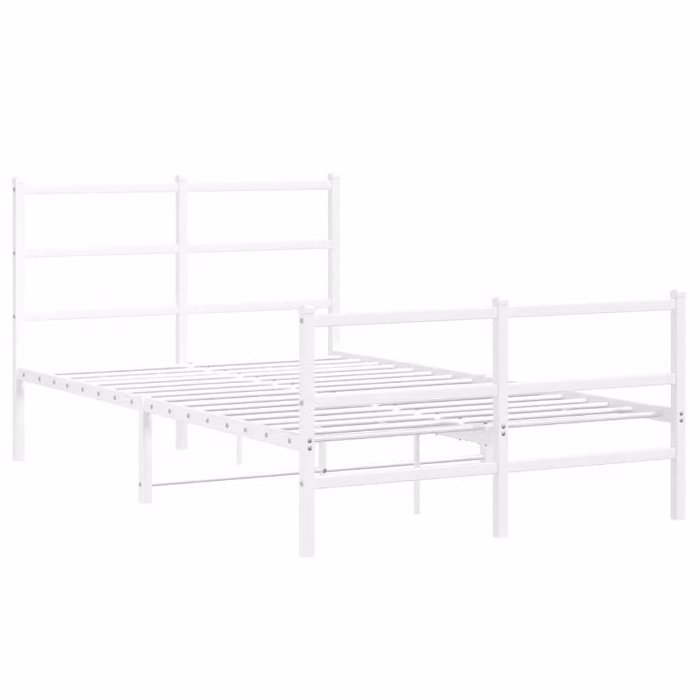 Berkfield Home Metal Bed Frame with Footboard, White, W/D/H: 120 x 190 cm – 3