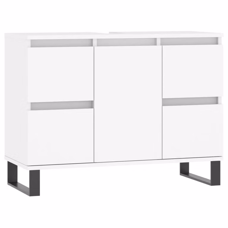 Berkfield Home White Bathroom Cabinet with Doors and Drawers, W/D/H: 80 x 33 x 60 cm
