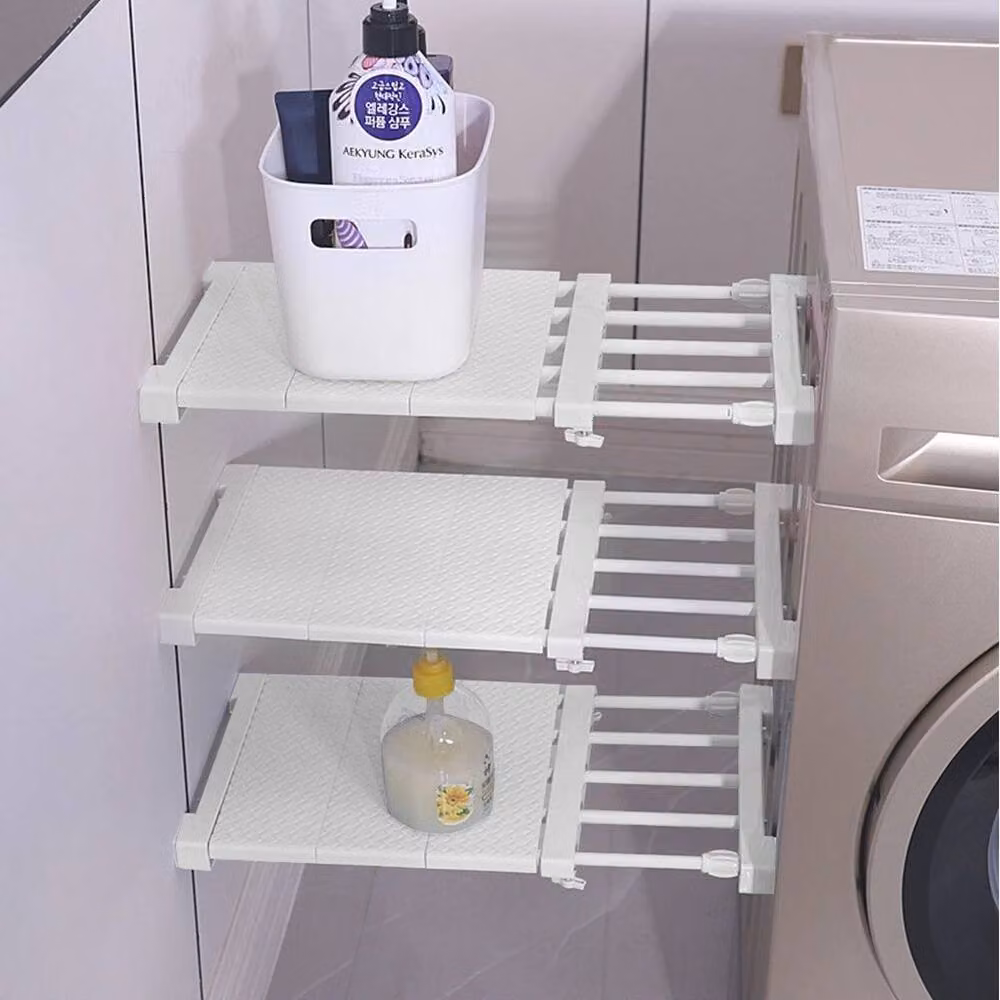 FORGEVIO White Plastic Divider Cupboard Closet Tension Shelf Separator for Kitchen Storage – 3