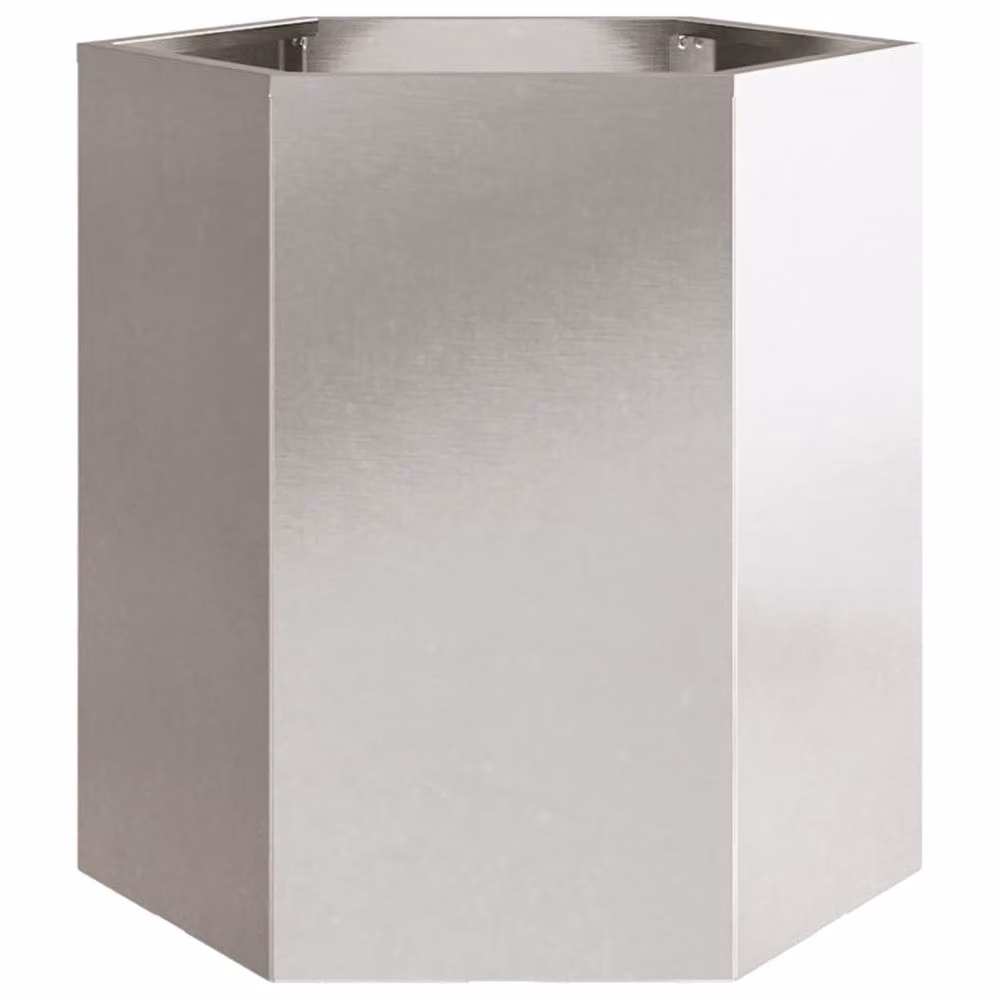 Berkfield Home Durable Hexagon Garden Planter Tub, 2 Pieces, Stainless Steel, Silver, W/D/H: 46 x 40 x 45 cm – 5