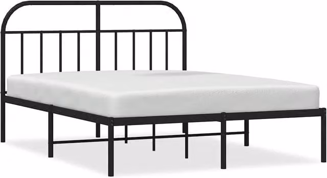 Berkfield Home Metal Bed Frame with Headboard in Black, W: 150 cm, L: 200 cm