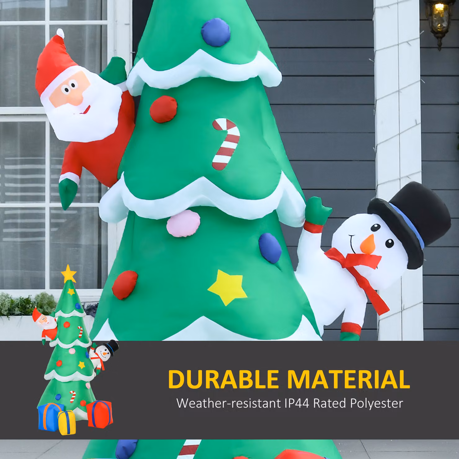 HOMCOM 7ft Tall Multicolour Inflatable Christmas Tree with LED Lights, Santa Claus, Snowman and Gift Boxes for Indoor and Outdoor Garden Decoration – 4