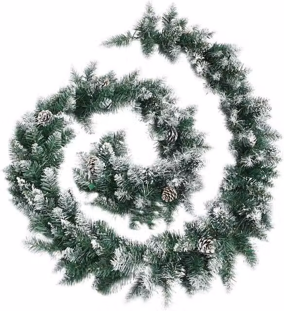 Berkfield Home Christmas Garland with Multicolour LED Lights, Green PVC, 5.2 m – 1