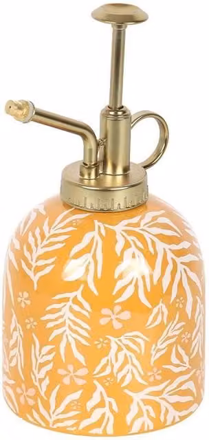 Something Different Leaf Print Ceramic Summer Plant Mister in Orange