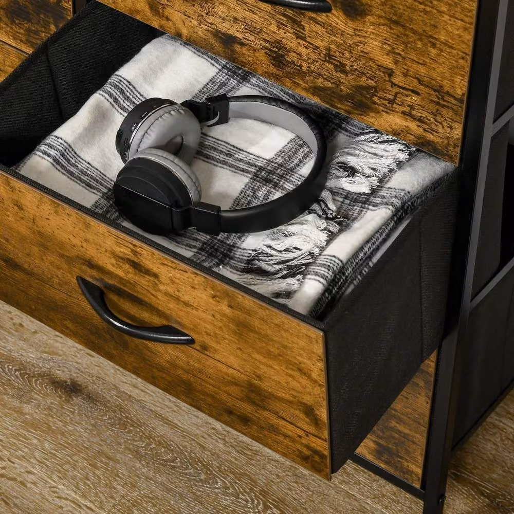 Wyld Haus Rasozi 5 Drawer Industrial Storage Chest in Rustic Brown and Black – 10