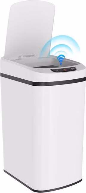 HOMCOM 12L Automatic Touchless Motion Sensor Kitchen Bin, White – 1
