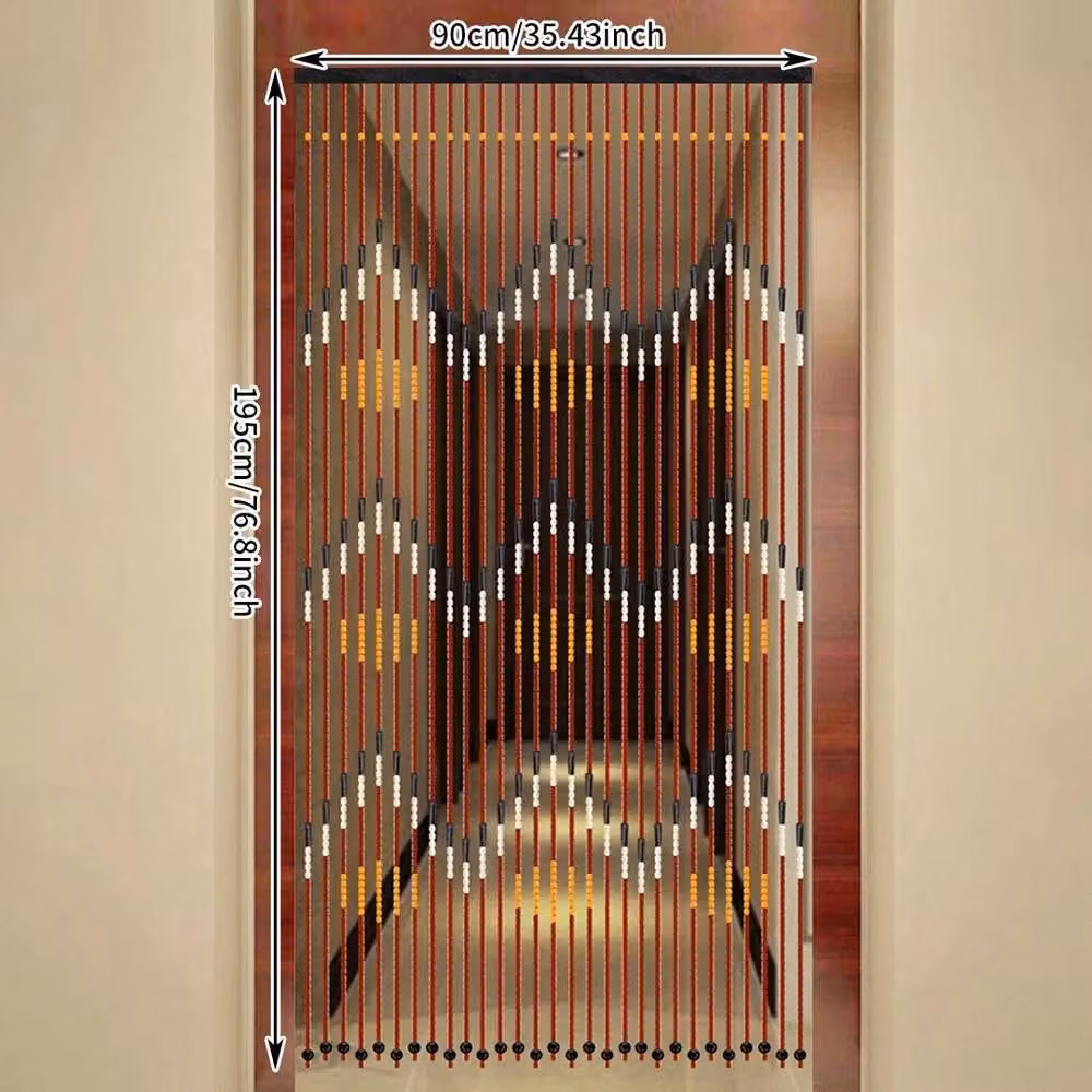 Kelvenix Bamboo Ripple Plum Blossom Beads Door Curtain, Brown, W: 90 cm, H: 195 cm – 2