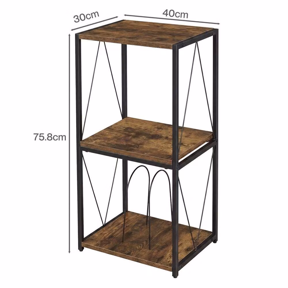 Kelvenix Retro 3 Tier Record Player Stand with Storage in Brown – 2