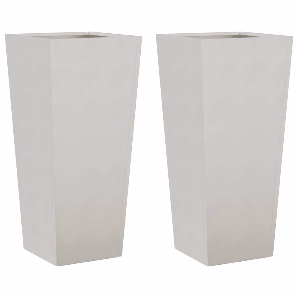 Berkfield Home Garden Stainless Steel Planter Tubs in Light Grey, 2 Pack, W/D/H: 35 x 35 x 75 cm – 2
