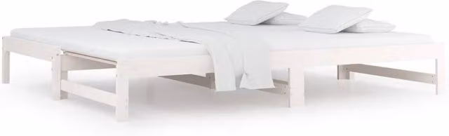 Berkfield Home White Lacquered Solid Wood Pine Pull-out Day Bed with Drawers, W/D/H: 180 x 90 x 200 cm – 1