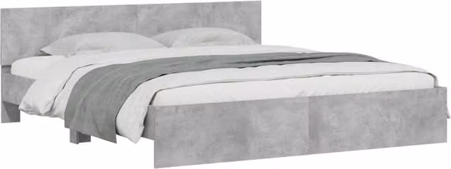 Berkfield Home Durable Bed Frame with LED Under-Bed Lighting and Lift-Up Base, Concrete Grey, W/D/H: 200 x 200 x 205 cm