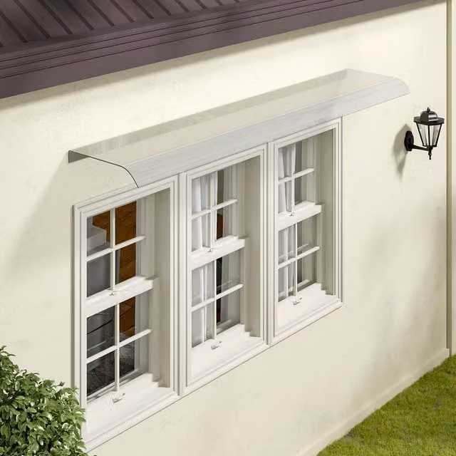 Lifeideas Transparent Outdoor Awning in White, W: 160 cm, D: 33 cm