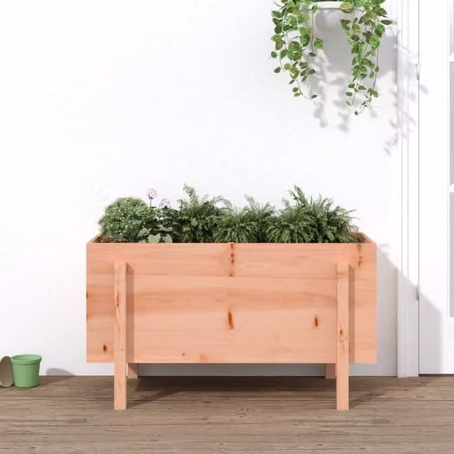 Berkfield Home Garden Brown Solid Wood Raised Bed W: 101 cm, D: 50 cm, H: 57 cm