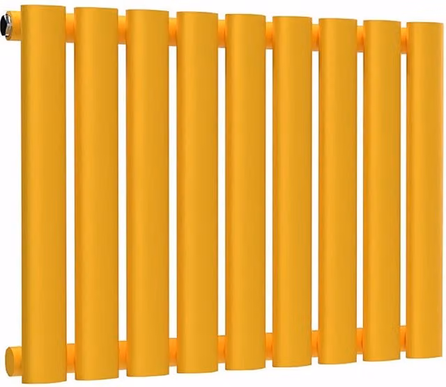 Lux Heat Oval Horizontal Steel Radiator in Yellow, W: 54 cm, H: 40 cm, D: 4 cm