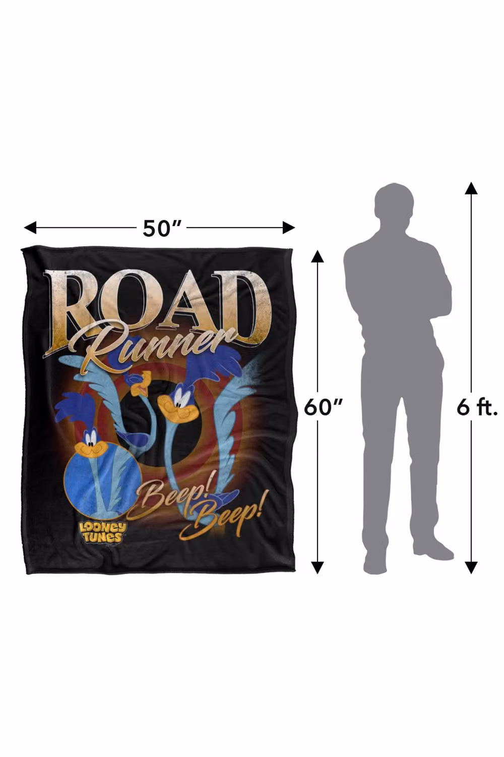 Warner Bros. Looney Tunes Road Runner Super Soft Silky Touch Fleece Throw Blanket, Multicolour, W: 152 cm, D: 127 cm – 7