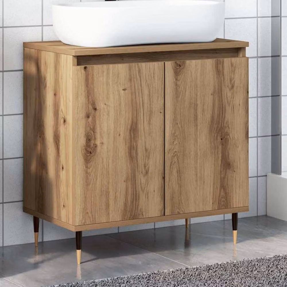 Berkfield Home Artisan Oak Bathroom Cabinet in Brown, W: 58 cm, D: 33 cm, H: 60 cm – 2