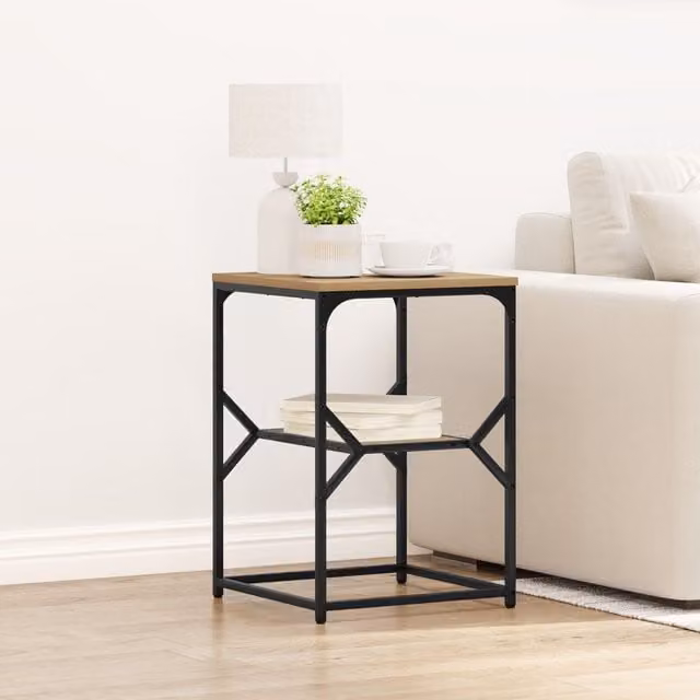 Berkfield Home Artisan Oak Side Table in Brown, W/D/H: 41 x 40 x 60 cm