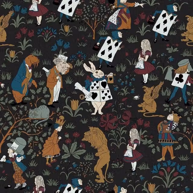 House of Hackney Alice in Wonderland Wallpaper in Black and Multicolour
