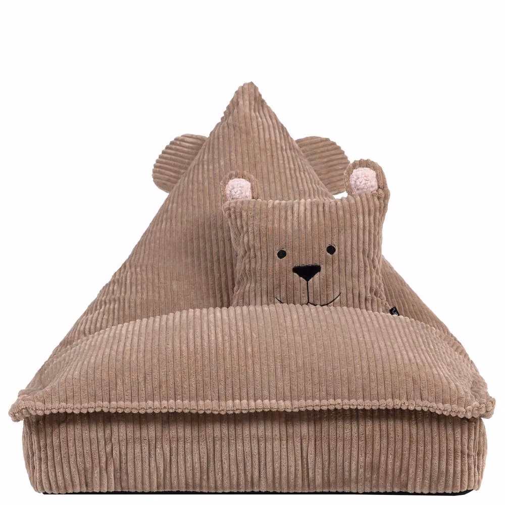 icon Kids Animal Print Bean Bag Lounger and Cushion Bundle in Brown Corduroy – 2