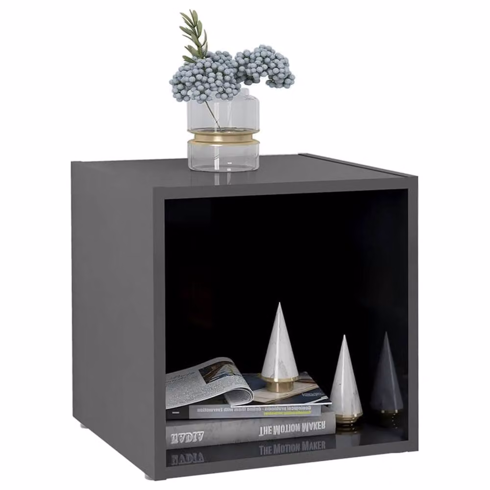 Berkfield Home Set of 4 High Gloss Grey TV Cabinets in Engineered Wood, W/D/H: 37 x 35 x 37 cm – 3