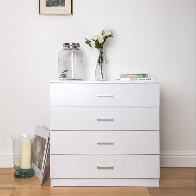 Home Treats White Minimalist Wooden Chest of Drawers