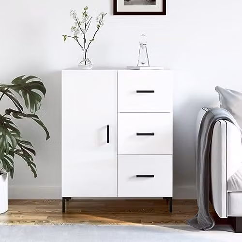 vidaXL High Gloss White Sideboard in Engineered Wood W/D/H: 69.5 x 34 x 90 cm – 2