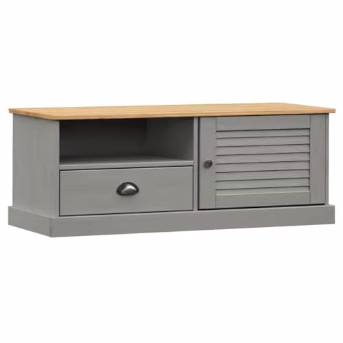 vidaXL VIGO TV Cabinet in Grey Rustic Solid Pine Wood, W/D/H: 106 x 40 x 40 cm