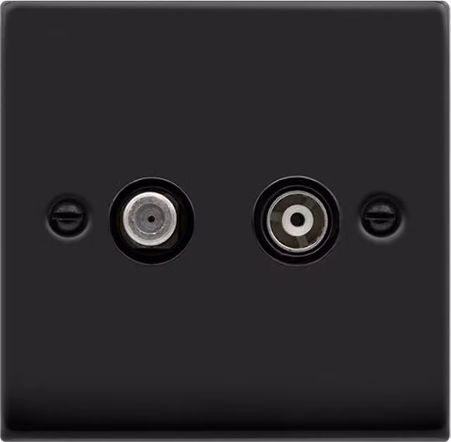 SE HOME Matt Black 1 Gang Surface Mounted Satellite and Isolated Coaxial Socket