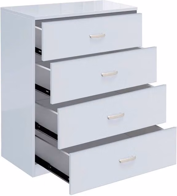 FORGEVIO White High Gloss Modern Chest of Drawers