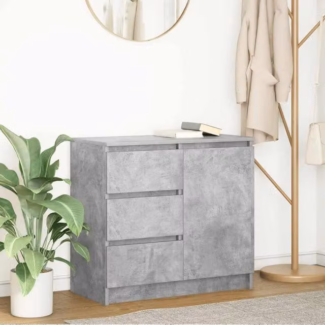 Berkfield Home Sideboard with Drawer in Concrete Grey, W/D/H: 71 x 35 x 65 cm – 1