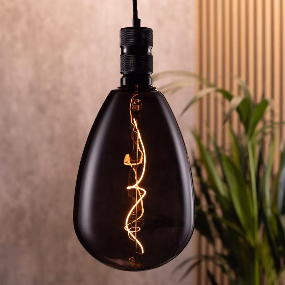 TCP Black Decorative LED Filament Bulb, Warm White, E27 – 2