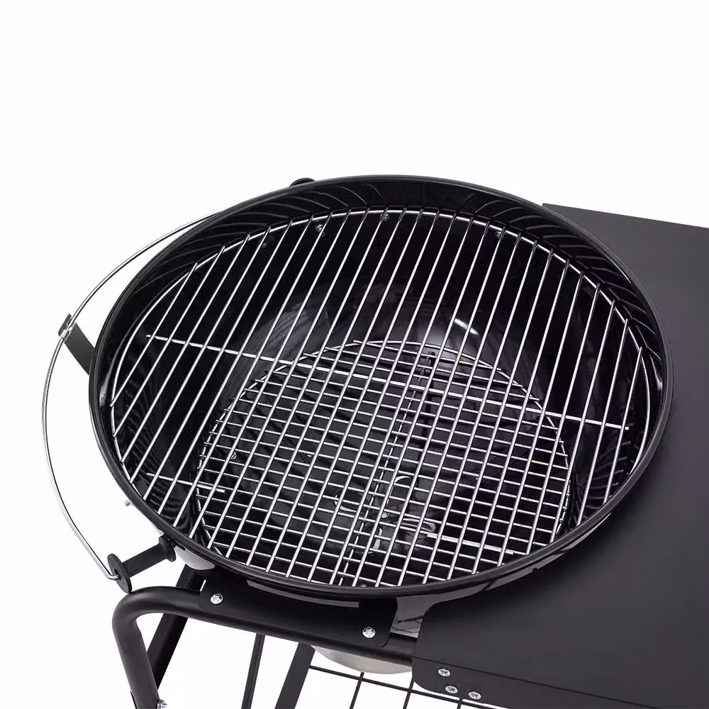 Living and Home Round Outdoor Charcoal Grill with Side Table and Wheels, Black, W/D/H: 105.0 x 94.5 x 105.0 cm – 5