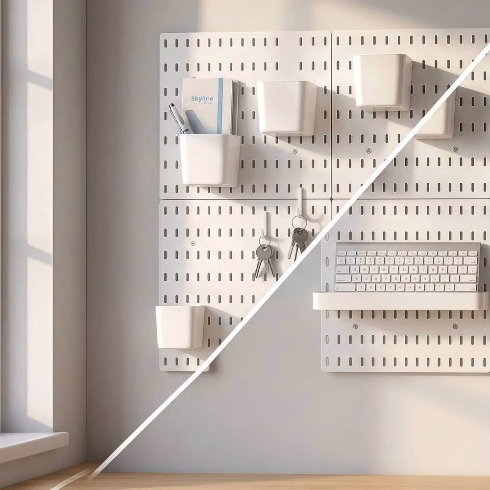 Kelvenix 4 Pegboard Combination Kit Wall Mounted in White with Adjustable Shelves – 2