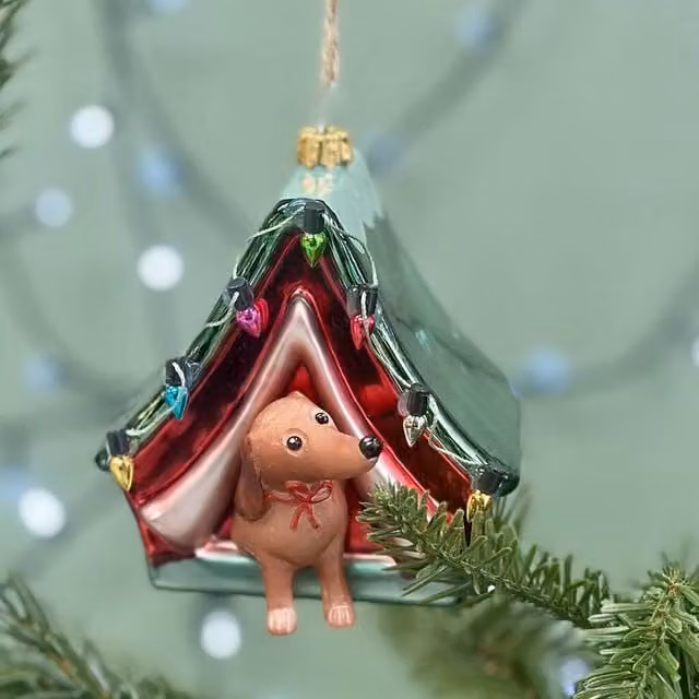 The Alphabet Gift Shop Dog In A Tent Red Christmas Bauble Figure – 1