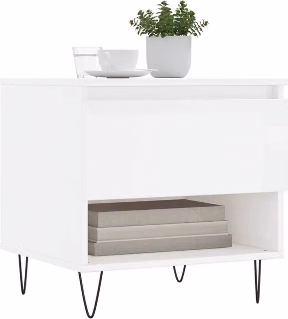 Berkfield Home Modern High Gloss White Coffee Table Set of 2, W/D/H: 50 x 46 x 50 cm