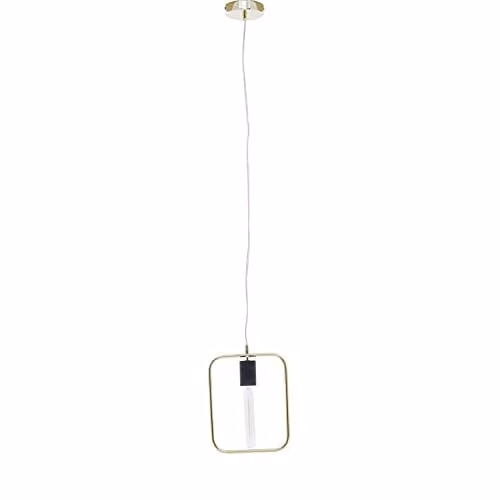 Orsina Rectangular Metal Wireframe Pendant Light in Black and Gold/Brass, Height Adjustable