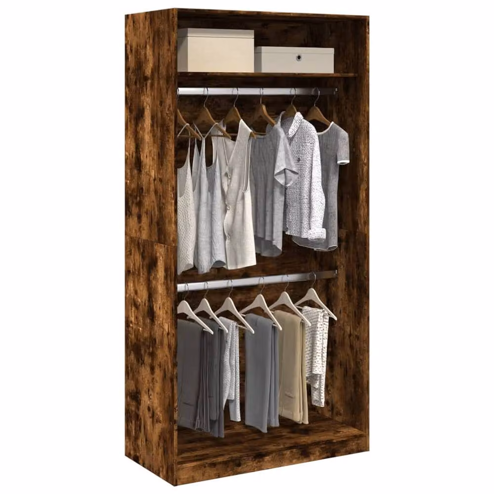 Berkfield Home Smoked Oak Wardrobe in Brown, W/D/H: 100 x 50 x 200 cm – 2