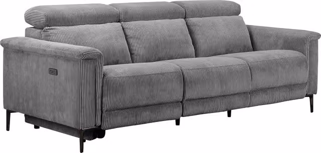 Dorel Lund Corduroy Electric Recliner Sofa in Grey