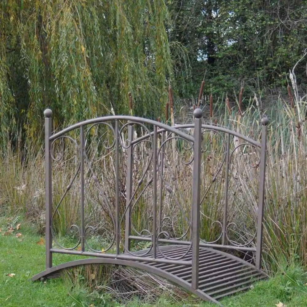 Ascalon Design Ltd Hearts Bridge Rustic Metal Bench in Brown, W: 120 cm, D: 80 cm, H: 93 cm – 2