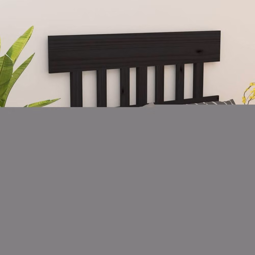 Berkfield Home Beautiful Bed Headboard in Black Solid Pine Wood, W: 123.5 cm, D: 3 cm, H: 81 cm – 2