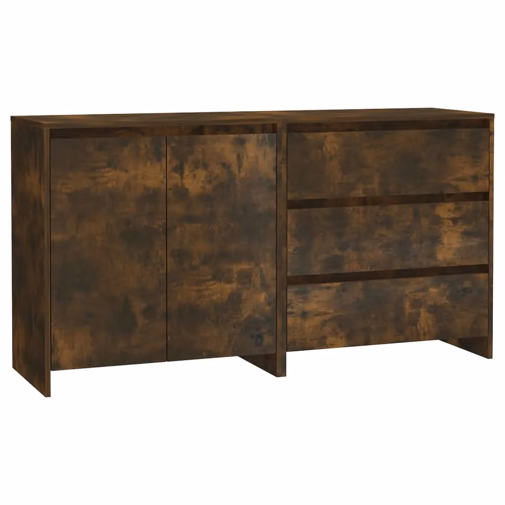 Berkfield Home 2 Piece Smoked Oak Engineered Wood Sideboard in Brown – 2