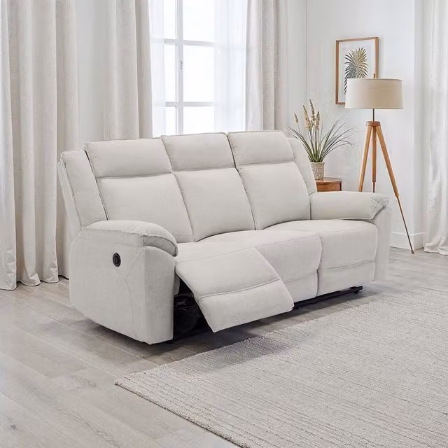 More4Homes Skye 3 Seater Electric Recliner Sofa in Beige Fabric